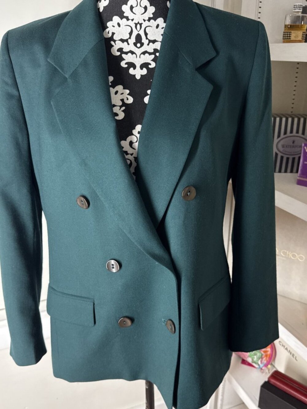 Pendleton Double Breasted Forest Green 100% Virgin Wool Blazer 12 Lined Old $